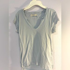Free People We the Free Light Blue Short Sleeve Shirt Size Extra Small